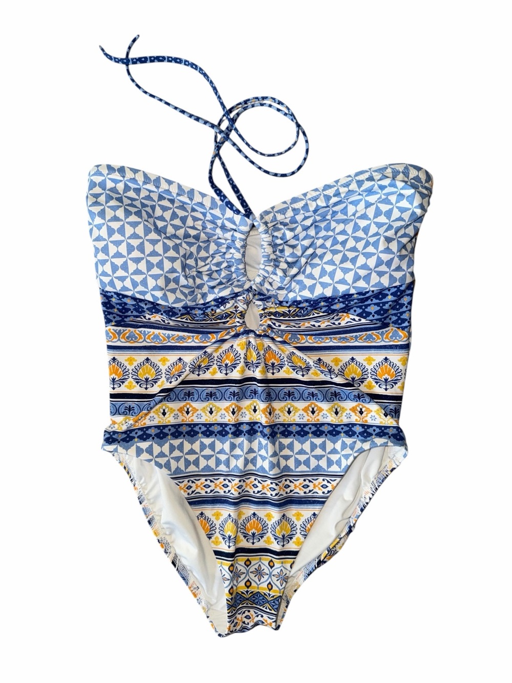Lands' End Ruched Multi-Way V-Neck Halter High Leg One Piece Swimsuit Size 8 - Picture 5 of 10